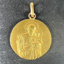 Load image into Gallery viewer, French Tairac Saint Joseph and Jesus 18K Yellow Gold Medal Pendant
