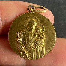 Load image into Gallery viewer, French Tairac Saint Joseph and Jesus 18K Yellow Gold Medal Pendant
