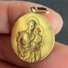 Load image into Gallery viewer, French Tairac Saint Joseph and Jesus 18K Yellow Gold Medal Pendant
