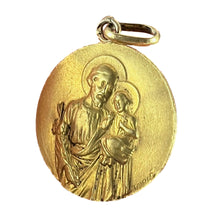 Load image into Gallery viewer, French Tairac Saint Joseph and Jesus 18K Yellow Gold Medal Pendant
