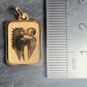 French Leo Starsign Zodiac 18K Yellow Gold Charm Medal Pendant