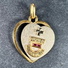 Load image into Gallery viewer, Augis French Plus Qu’Hier Heart Ruby 18K Yellow White Gold Love Charm Pendant
