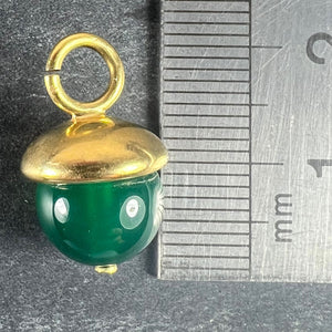 18K Yellow Gold Green Agate Sphere Charm Pendant