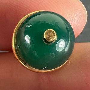 18K Yellow Gold Green Agate Sphere Charm Pendant