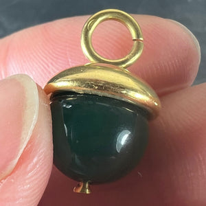 18K Yellow Gold Green Agate Sphere Charm Pendant