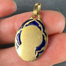 Load image into Gallery viewer, French Dropsy Virgin Mary Plique A Jour Enamel 18K Yellow Gold Pendant Medal
