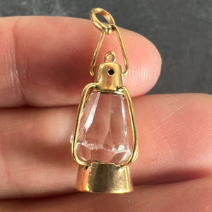 Vintage 18K Yellow Gold Paste Storm Lantern Charm Pendant