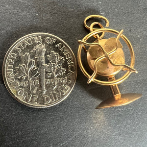 Vintage 18K Yellow Gold Mechanical Desk Fan Charm Pendant