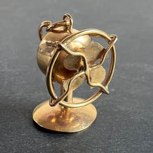 Load image into Gallery viewer, Vintage 18K Yellow Gold Mechanical Desk Fan Charm Pendant

