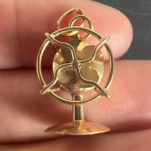 Load image into Gallery viewer, Vintage 18K Yellow Gold Mechanical Desk Fan Charm Pendant
