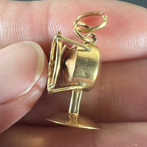 Vintage 18K Yellow Gold Mechanical Desk Fan Charm Pendant
