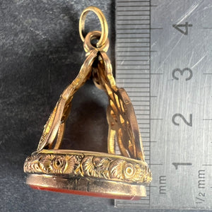 Large Antique Victorian Carnelian 9K Yellow Gold Charm Pendant Fob Seal
