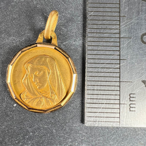 French Virgin Mary 18K Yellow Gold Medal Charm Pendant