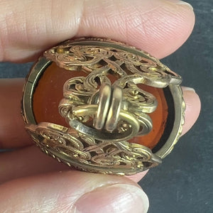 Large Antique Victorian Carnelian 9K Yellow Gold Charm Pendant Fob Seal