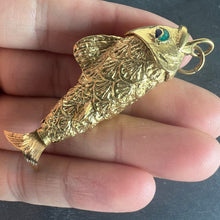 Load image into Gallery viewer, Large Vintage 18K Yellow Gold Articulated Lucky Fish Charm Pendant
