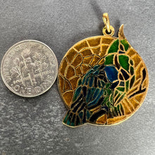 Load image into Gallery viewer, French Bird Plique A Jour Enamel 18K Yellow Gold Pendant Medal
