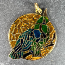 Load image into Gallery viewer, French Bird Plique A Jour Enamel 18K Yellow Gold Pendant Medal
