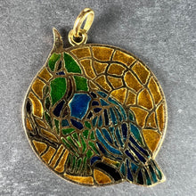 Load image into Gallery viewer, French Bird Plique A Jour Enamel 18K Yellow Gold Pendant Medal
