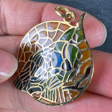 Load image into Gallery viewer, French Bird Plique A Jour Enamel 18K Yellow Gold Pendant Medal
