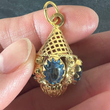 Load image into Gallery viewer, Large Vintage 18K Yellow Gold Blue Paste Etruscan Charm Pendant
