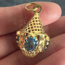 Load image into Gallery viewer, Large Vintage 18K Yellow Gold Blue Paste Etruscan Charm Pendant
