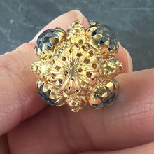 Load image into Gallery viewer, Large Vintage 18K Yellow Gold Blue Paste Etruscan Charm Pendant
