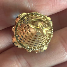 Load image into Gallery viewer, Large Vintage 18K Yellow Gold Blue Paste Etruscan Charm Pendant
