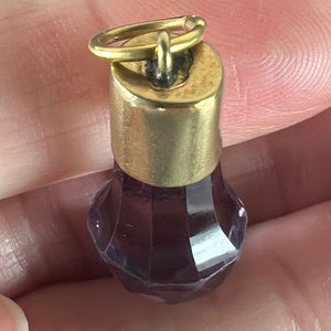 Antique 18K Yellow Gold Amethyst Fob Charm Pendant
