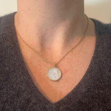 Load image into Gallery viewer, French Mother of Pearl Raphael’s Cherub 18K Yellow Gold Religious Medal Pendant
