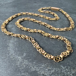 French 18K Rose Gold Fancy Link Chain Necklace