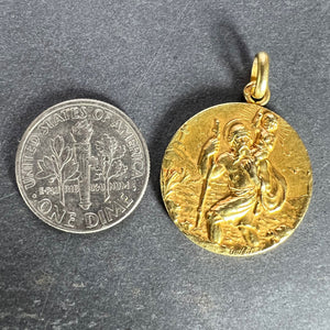 French Guilbert Saint Christopher 18K Yellow Gold Pendant Medal