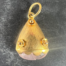 Load image into Gallery viewer, Vintage Rose Quartz Flowers 18 Karat Yellow Gold Charm Pendant
