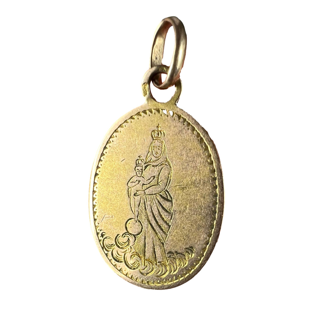 French Madonna and Child 18K Rose Gold Charm Pendant