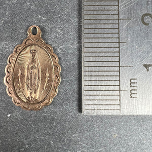 French Virgin Mary Notre Dame de Lourdes 18K Rose Gold Charm Pendant