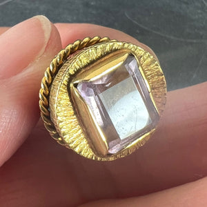 Vintage 18 Karat Yellow Gold Amethyst Barrel Charm Pendant