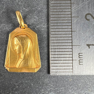 French Virgin Mary 18K Yellow Gold Medal Pendant