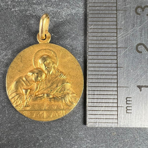 French Religious Medal Jesus Christ Holy Communion 18K Yellow Gold Charm Pendant