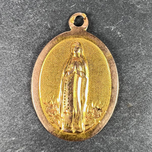 French Virgin Mary 18K Yellow Rose Gold Medal Charm Pendant