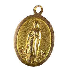 French Virgin Mary 18K Yellow Rose Gold Medal Charm Pendant