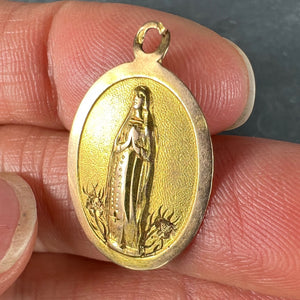 French Virgin Mary 18K Yellow Rose Gold Medal Charm Pendant