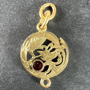 French Art Nouveau Griffon Chimera 18 Karat Yellow Gold Ruby Charm Pendant