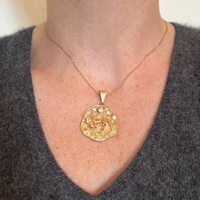 Load image into Gallery viewer, Zodiac Taurus Aries 14K Yellow Gold Diamond Medal Pendant
