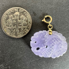 Load image into Gallery viewer, Vintage Carved Lavender Jade Dragon 14K Yellow Gold Charm Pendant
