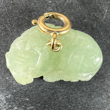 Load image into Gallery viewer, Vintage Carved Green Jade Tiger 9K Yellow Gold Charm Pendant
