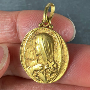 French Becker 18K Yellow Gold St Therese Charm Pendant