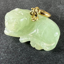Load image into Gallery viewer, Vintage Carved Green Jade Tiger 9K Yellow Gold Charm Pendant
