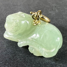 Load image into Gallery viewer, Vintage Carved Green Jade Tiger 9K Yellow Gold Charm Pendant
