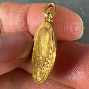 French Becker 18K Yellow Gold St Therese Charm Pendant