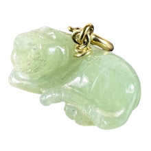 Load image into Gallery viewer, Vintage Carved Green Jade Tiger 9K Yellow Gold Charm Pendant
