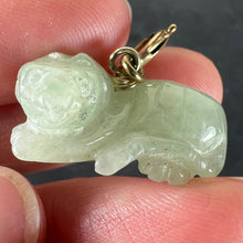 Load image into Gallery viewer, Vintage Carved Green Jade Tiger 9K Yellow Gold Charm Pendant
